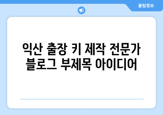 익산 출장 키 제작 전문가| 빠르고 안전하게 문을 열어드립니다 | 긴급 출장, 자동차 키, 디지털 도어록, 24시간