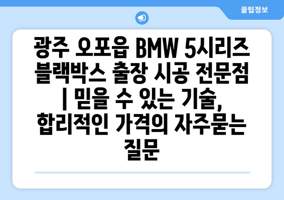 광주 오포읍 BMW 5시리즈 블랙박스 출장 시공 전문점 | 믿을 수 있는 기술, 합리적인 가격