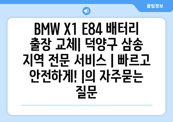 BMW X1 E84 배터리 출장 교체| 덕양구 삼송 지역 전문 서비스 | 빠르고 안전하게! |