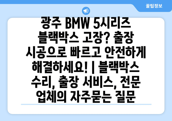 광주 BMW 5시리즈 블랙박스 고장? 출장 시공으로 빠르고 안전하게 해결하세요! | 블랙박스 수리, 출장 서비스, 전문 업체