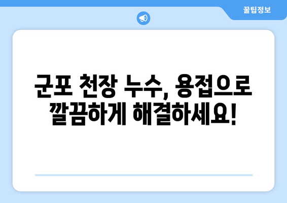 천장 급수배관 누수, 군포 출장 용접으로 말끔하게 해결하세요! | 누수 차단, 급수 배관, 용접 서비스, 군포