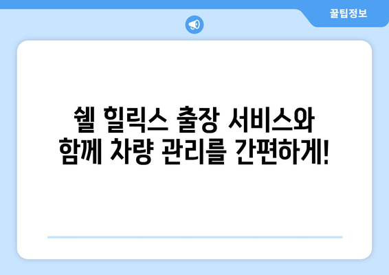 쉘 힐릭스 출장 서비스| 현장 방문 엔진오일 교환 | 편리하고 안전하게!