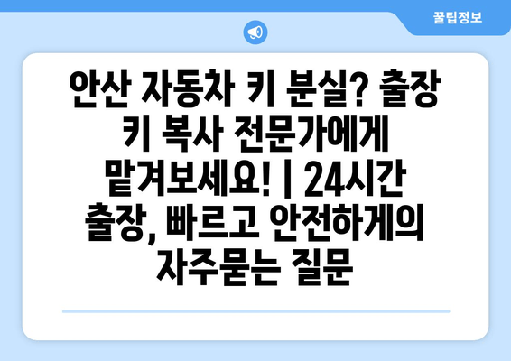 안산 자동차 키 분실? 출장 키 복사 전문가에게 맡겨보세요! | 24시간 출장, 빠르고 안전하게