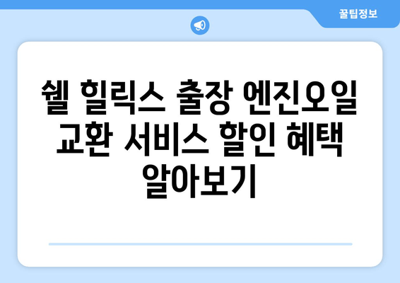 쉘 힐릭스 출장 엔진오일 교환 서비스 비용 안내| 지역별 가격 & 할인 정보 | 쉘 힐릭스, 출장 엔진오일 교환, 비용, 가격, 할인