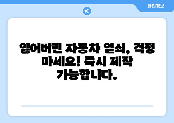 인천 자동차 열쇠 복사 출장 지원| 빠르고 안전하게 해결하세요 | 24시간 출장, 긴급 열쇠 제작, 자동차 문 열림,