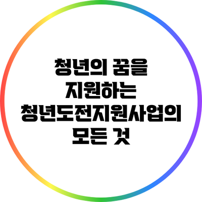 청년의 꿈을 지원하는 청년도전지원사업의 모든 것