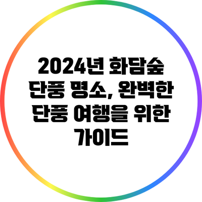2024년 화담숲 단풍 명소, 완벽한 단풍 여행을 위한 가이드