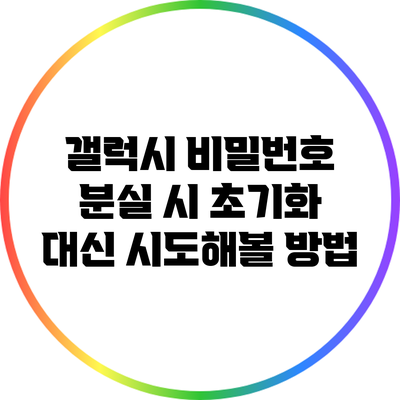 갤럭시 비밀번호 분실 시 초기화 대신 시도해볼 방법