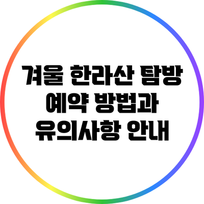 겨울 한라산 탐방: 예약 방법과 유의사항 안내