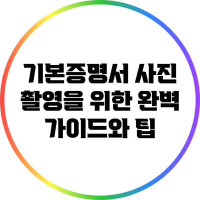 기본증명서 사진 촬영을 위한 완벽 가이드와 팁