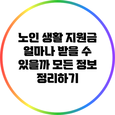 노인 생활 지원금: 얼마나 받을 수 있을까? 모든 정보 정리하기