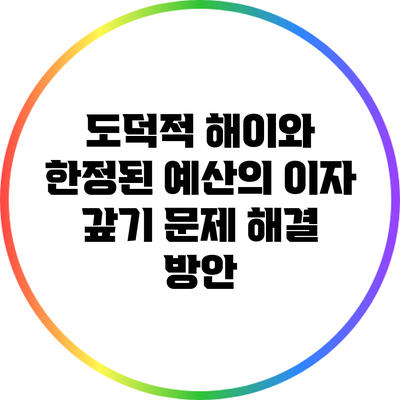 도덕적 해이와 한정된 예산의 이자 갚기 문제 해결 방안