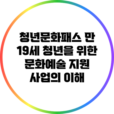 청년문화패스: 만 19세 청년을 위한 문화예술 지원 사업의 이해