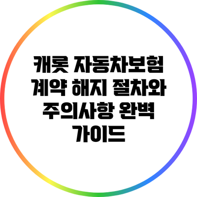 캐롯 자동차보험 계약 해지 절차와 주의사항 완벽 가이드