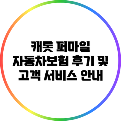 캐롯 퍼마일 자동차보험 후기 및 고객 서비스 안내