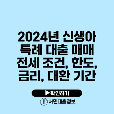2024년 신생아 특례 대출 매매 전세 조건, 한도, 금리, 대환 기간