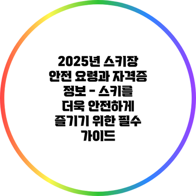 2025년 스키장 안전 요령과 자격증 정보 - 스키를 더욱 안전하게 즐기기 위한 필수 가이드