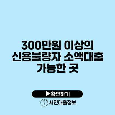 300만원 이상의 신용불량자 소액대출 가능한 곳