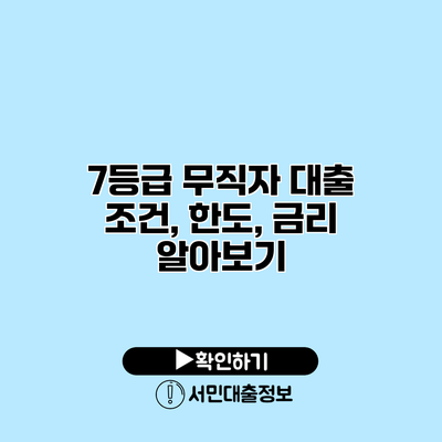 7등급 무직자 대출: 조건, 한도, 금리 알아보기