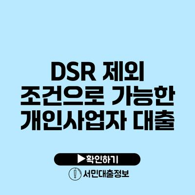 DSR 제외 조건으로 가능한 개인사업자 대출