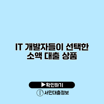 IT 개발자들이 선택한 소액 대출 상품