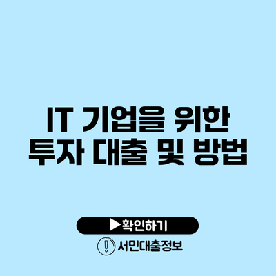 IT 기업을 위한 투자 대출 및 방법