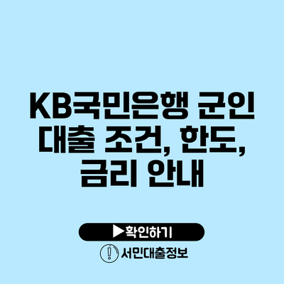 KB국민은행 군인 대출: 조건, 한도, 금리 안내