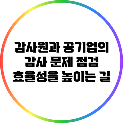 감사원과 공기업의 감사 문제 점검: 효율성을 높이는 길