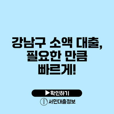 강남구 소액 대출, 필요한 만큼 빠르게!
