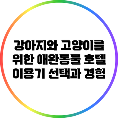강아지와 고양이를 위한 애완동물 호텔 이용기: 선택과 경험