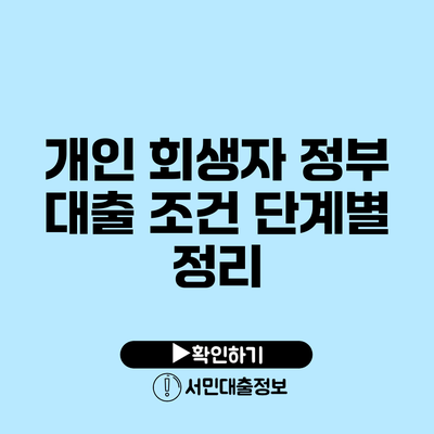 개인 회생자 정부 대출 조건 단계별 정리