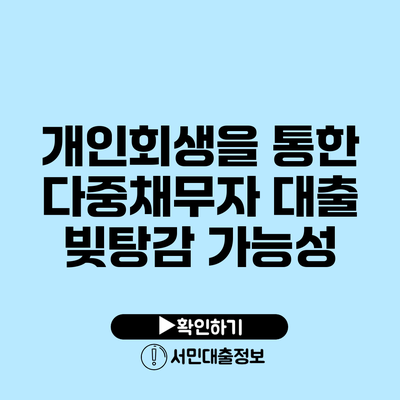 개인회생을 통한 다중채무자 대출 빚탕감 가능성
