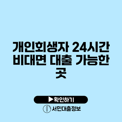 개인회생자 24시간 비대면 대출 가능한 곳
