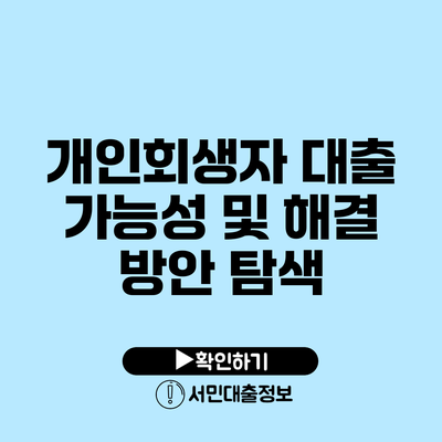 개인회생자 대출 가능성 및 해결 방안 탐색