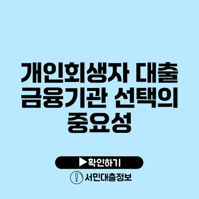 개인회생자 대출 금융기관 선택의 중요성