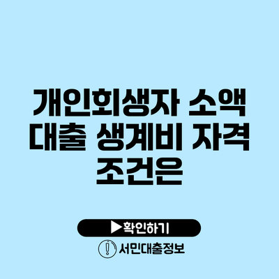 개인회생자 소액 대출 생계비 자격 조건은?