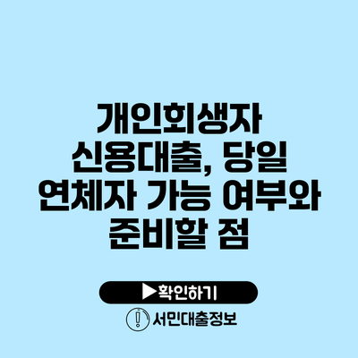 개인회생자 신용대출, 당일 연체자 가능 여부와 준비할 점