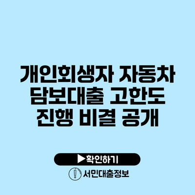 개인회생자 자동차 담보대출 고한도 진행 비결 공개