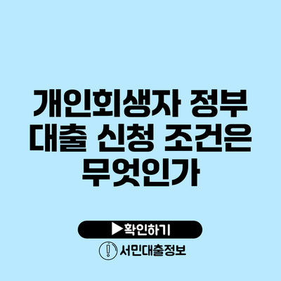개인회생자 정부 대출 신청 조건은 무엇인가?