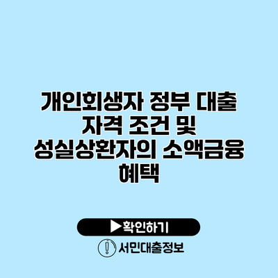 개인회생자 정부 대출 자격 조건 및 성실상환자의 소액금융 혜택