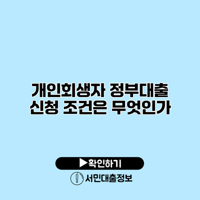개인회생자 정부대출 신청 조건은 무엇인가?