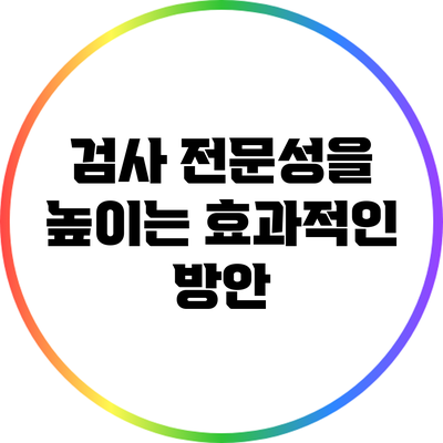 검사 전문성을 높이는 효과적인 방안