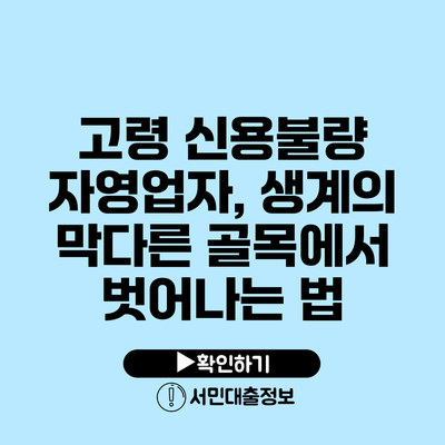고령 신용불량 자영업자, 생계의 막다른 골목에서 벗어나는 법