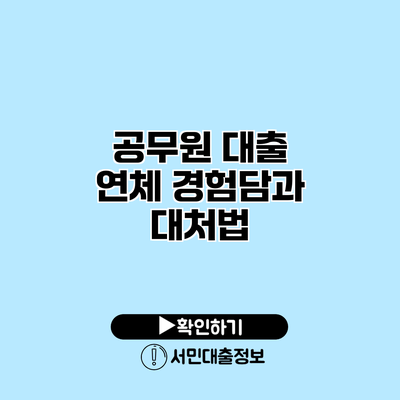 공무원 대출 연체 경험담과 대처법