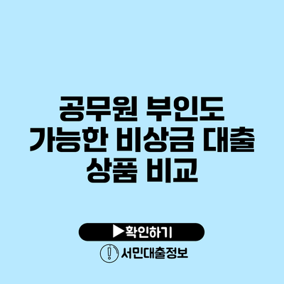 공무원 부인도 가능한 비상금 대출 상품 비교