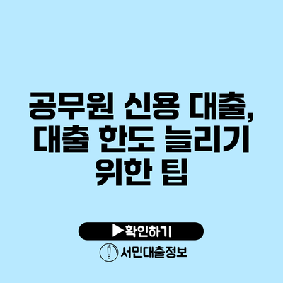 공무원 신용 대출, 대출 한도 늘리기 위한 팁