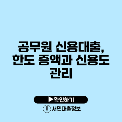공무원 신용대출, 한도 증액과 신용도 관리