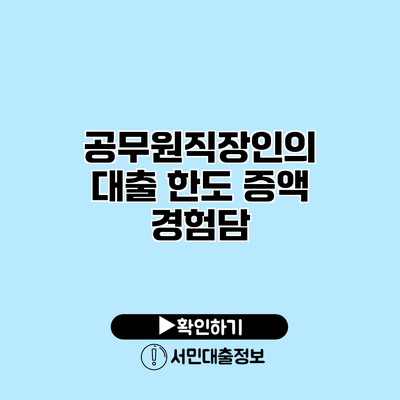 공무원직장인의 대출 한도 증액 경험담