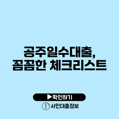 공주일수대출, 꼼꼼한 체크리스트