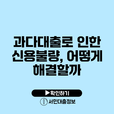 과다대출로 인한 신용불량, 어떻게 해결할까?
